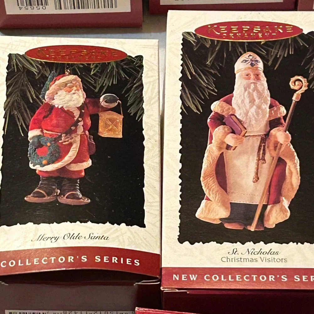 5 Vintage Hallmark Merry Olde & Nutcracker & St. Nicholas Santa Ornaments